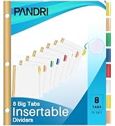 Binder Divider, PANDRI 120 Pack Binder Index White Dividers with 8 Tabs and Sticky Notes, Letter ...