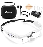 GUOUBUO Magnifying Glass with Light, 1.5X-5.0X Magnifying Glasses, Rechargeable Magnifier Headset...