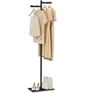 ENUMAIL Garment Rack, Freestanding Metal Coat Racks, Z-shaped Coat Tree with Natural Rock Base, f...