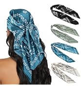 HBselect 4PCS Head Scarf for Women 35” Head Scarves Silk Like Satin Neck Scarfs Square Bandana Ha...