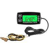 Yooreal Digital Water Temperature Gauge Meter,Small Gasoline Engine Tachometer,Waterproof for Law...