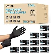 UYKKE HEAVY DUTY 7 Mil Nitrile Black Gloves Disposable Latex Free Rubber Latex Cleaning Mechanic ...