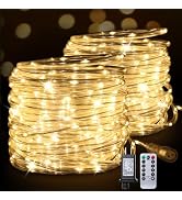 ZELUXDOT Connectable Rope Lights Plug in,66FT 200 LED Rope Lights for Outside,Waterproof 8 Modes ...