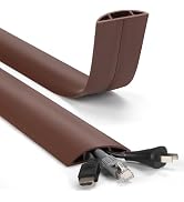 LZEOY 4ft Cord Hider Floor, Heavy Duty Cord Covers for Wires on Floor, Brown Floor Cable Manageme...