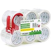 12 Rolls Clear Packing Tape Rolls with Free Dispenser, Heavy Duty Refill Tape for Shipping Moving...