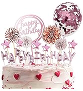 BEAN LIEVE Birthday Candles Set - Cake Topper Decoration with Cake Candles Confetti Balloon Stars...