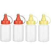 WXOIEOD 4 Pieces Mini Condiment Bottles, 1 oz Samll Ketchup and Mustard Bottle, Tiny Condiment Sq...