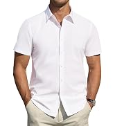 J.VER Men's Short Sleeve Dress Shirts Stretch Stain Shield Casual Button Down Shirts Solid Formal...