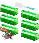 LULUCATCH Humane Mouse Traps 6 Pack, Live Mouse Traps, Reusable with Cleaning Brush, No Kill Catc...