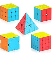 Vdealen Speed Cube Set, Magic Cube Pack of 2x2 3x3 4x4 Pyramid Skewb Stickerless Puzzle Cube Bund...