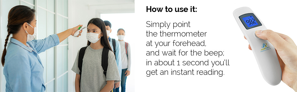 Apmlim accurate tri-mode thermometer to check body, liquid, or room temperature. Quick 1 second test