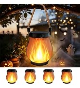 4 Pack Gen2 Solar Lanterns Outdoor Waterproof Hanging Solar Flame Lights | USB & Solar Charging, ...