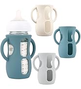3 Pack Silicone Sleeves with Handles for Avent Natural Glass Baby Bottles, Anti Breakage Baby Bot...