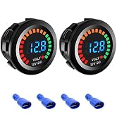 Sylvil 2 PCS Waterproof Voltmeter for Car, DC 12V LED Digital Display Voltage Gauge with Terminal...