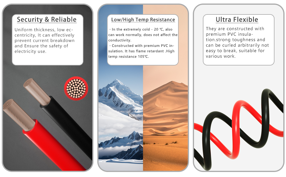 flexible wire high temp resistance 2 wire cable 2 conductor wire