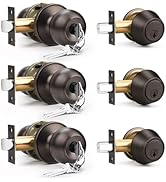Brotima 3 Pack Entry Door Locksets with Single Cylinder Deadbolt, Oil Rubbed Bronze Exterior Door...