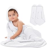 Comfy Cubs Hooded Baby Towel 2-Pack, Large 32 x 32 Inch - 6 Layer 100% Muslin Cotton for Babies, ...