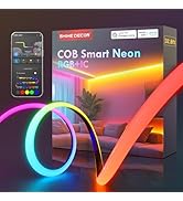 Shine Decor COB Smart LED Strip Light, 24V RGB+IC Neon Rope Light Compatible with Alexa, Google A...