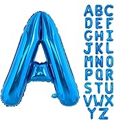 TONIFUL 40 Inch Large Blue Letter A Balloons Giant Alphabet Letter Balloons,Foil Mylar Big Balloo...