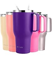 mininoo 40 oz Purple Tumbler with Handle and Straw, Cup Holder Friendly Insulated Stainless Steel...