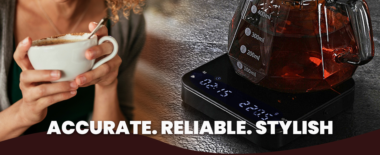 Rechargable Coffee Scale with Rubber Mat accurate reliable stylish