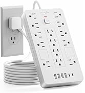 JouleLoom Surge Protector Power Strip-14 Outlets and 6 USB Ports, 6 Feet Flat Plug Extension Cord...