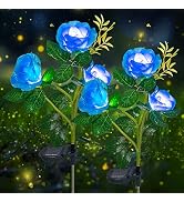 Hopolon Solar Garden Lights Outdoor,2Pack Solar Powered Lights with 6 Realistic Rose Flowers, Wat...
