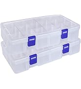 Qualsen Plastic Compartment Box with Adjustable Dividers Craft Tackle Organizer Storage Container...