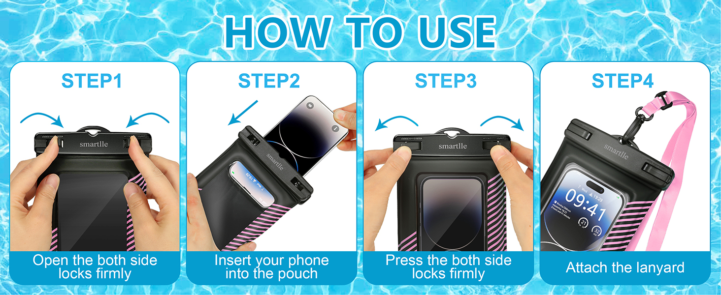 floating waterproof phone protector pouch iphone water case holder under water park pool Vacation