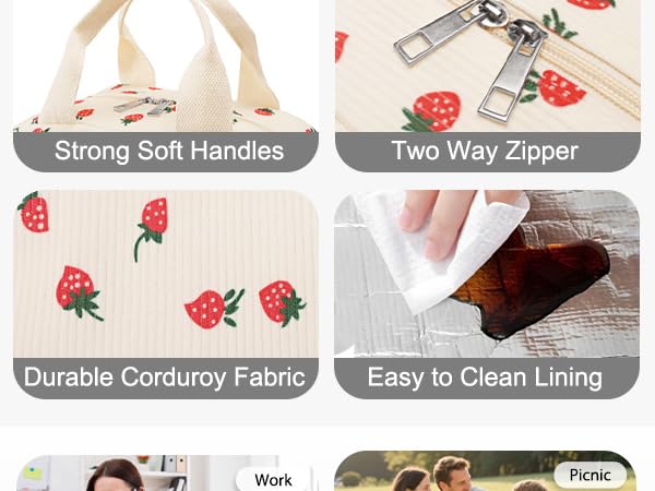 Corduroy Insulated lunch bag
