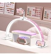 LIONVISON Half Moon Light for Nail Desk: 31-inch Manicure Table Light with Phone Holder for Begin...