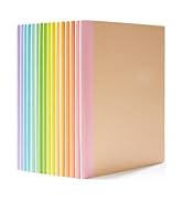 feela 16 Pack Composition Notebook Bulk, Kraft Cover Lined Blank College Ruled Travel Journals wi...