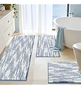 BSICPRO Bathroom Rugs Sets 3 Piece, Non-Slip Chenille Toilet Rugs with TPR Backing, U-Shaped Toil...