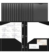 Briartw Heavy Duty Plastic Pocket Folder with Prongs for Letter Size Paper,18 Pack Black File Fol...