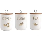 Simcat 27oz Ceramic Canister Set with Airtight Seal Bamboo Lid and Silicone Seal Damp-Proof Kitch...