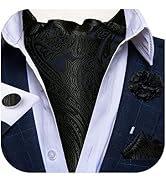 DiBanGu 4 PCS Ascot Ties for Men,Jacquard Cravat Ascot Tie Pocket Square Cufflinks with Floral La...