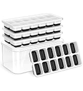 NFK Ice Cube Tray with Lid & Bin - 4 Pack Stackable Silicone Trays for Freezer with Storage Conta...