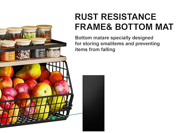Magnetic Wire Basket Kitchen Storage with Mat