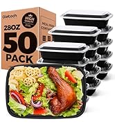 Meal Prep Containers 28oz, 50 Pack (100-Piece) Reusable Food Storage Containers with Lids Microwa...