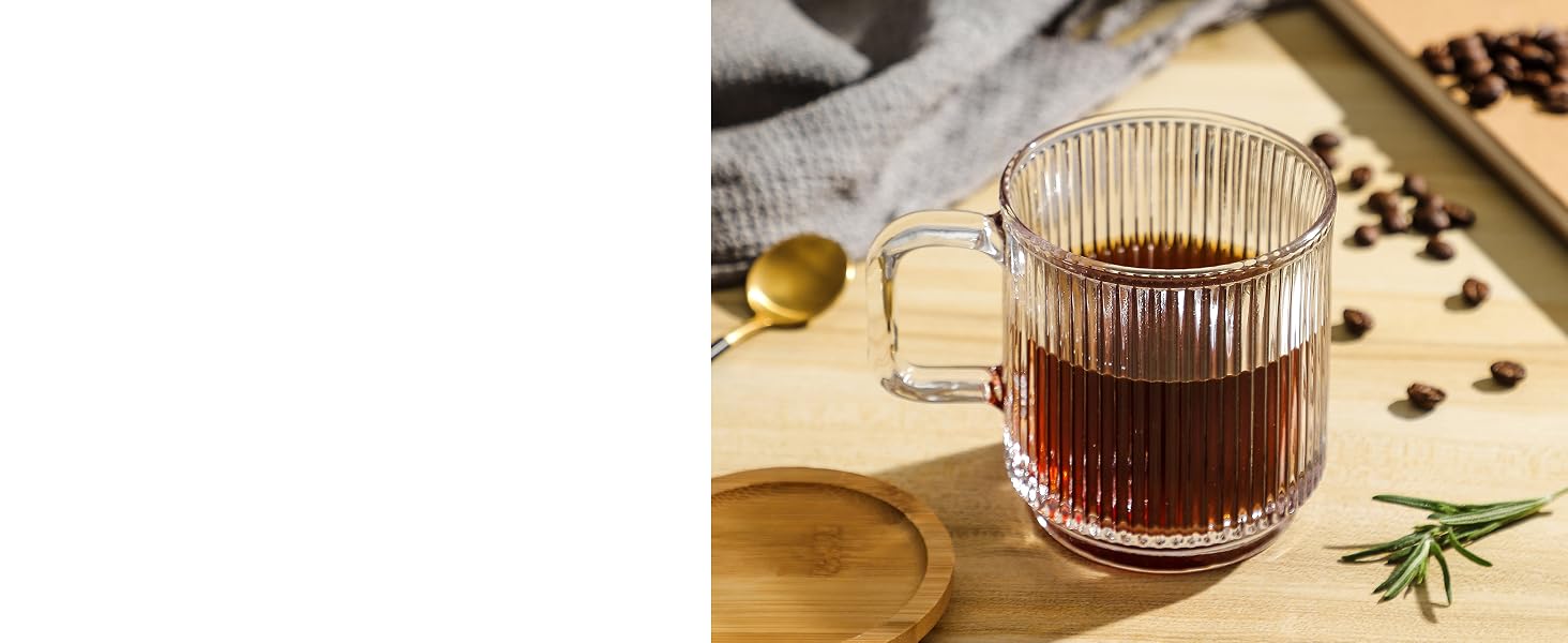 lysenn clear glass coffee mug with lid with handle