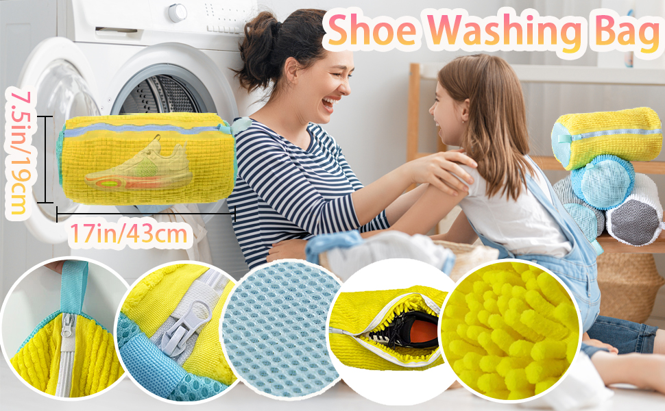 Laundry Shoe Bag for Washer and Dryer - 2pc Reusable Shoe Cleaning Bag for Sneaker Tennis Shoes