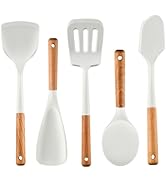 Silicone Cooking Spatulas and Spoons, 5 Pack Heat Resistant Silicone Cooking Utensils Set for Non...