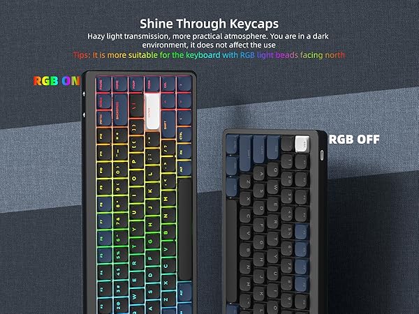 Low Profile Keycaps - Shine Through Keycaps 60 65 75 100 Percent, Keyboard Key caps PBT