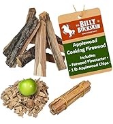 18 LB. Applewood Cooking Firewood Log, 1 LB. 100% Natural Apple Wood Chips Flavor, Fatwood Fire S...