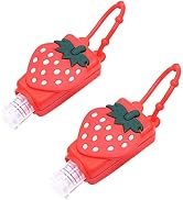 2Pcs Strawberry Empty Travel Hand Sanitizer Bottle, Silicone Sleeve Refillable Empty Squeeze Leak...