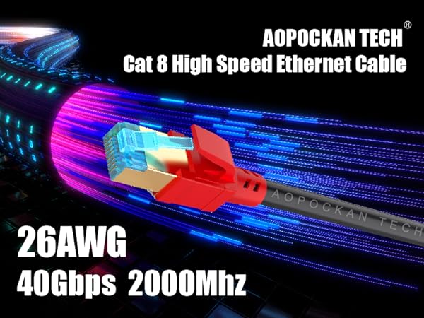 Cat 8 Ethernet Cable High Speed 26Awg 40Gbps 2000Mhz Cat8 Network Cable Internet lan Wrie