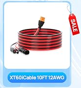 ECO-WORTHY Solar to XT60i Cable 12AWG 10FT Extension Cable Solar Connector to XT60i Adapter Cable...