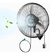 ROVSUN 26" Outdoor Misting Wall Fan with Detachable Spray Ring, Industrial Wall Mount Mist Fan wi...