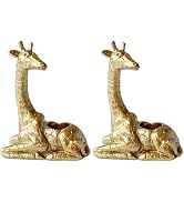 Golden Giraffe Tealight and Candle Holders, 2 Pack Decorative Candlesticks, Handcrafted Home Deco...
