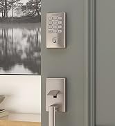 Schlage Arrive Smart Wifi Deadbolt Satin Nickel Finish on front door